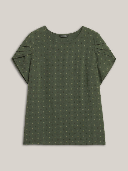 Textured Color Contrast Petal Sleeve Blouse