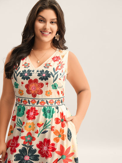 Floral Drama Cinched-Waist Maxi Dress
