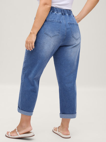 Stretch No-Gap Elastic Waist Jeans