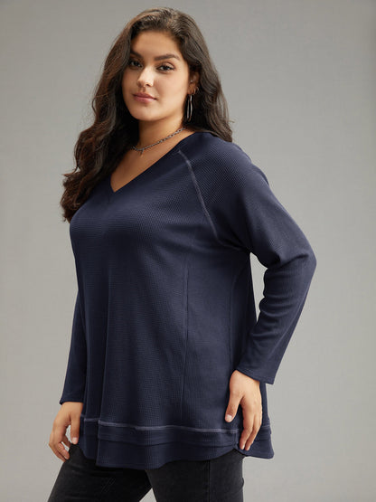 Plain Textured Stitch Raglan Sleeve Sweatshirt