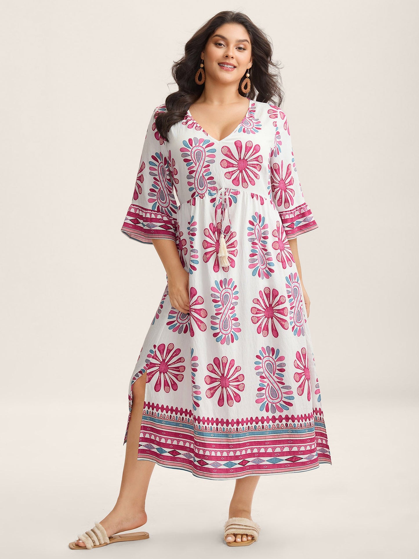Boho Drama Sheer A-Line Midi Dress