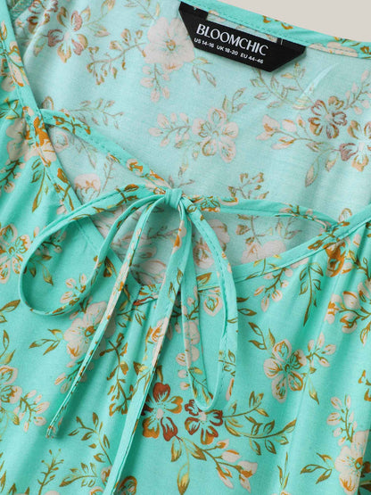 Boho Print Neck Ties Relaxed Fit Shirt