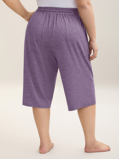 Mixed Color Knit Drawstring Loungewear Bottoms