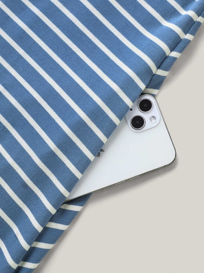 Stripe Print Curvy Hem Hooded Midi Dress