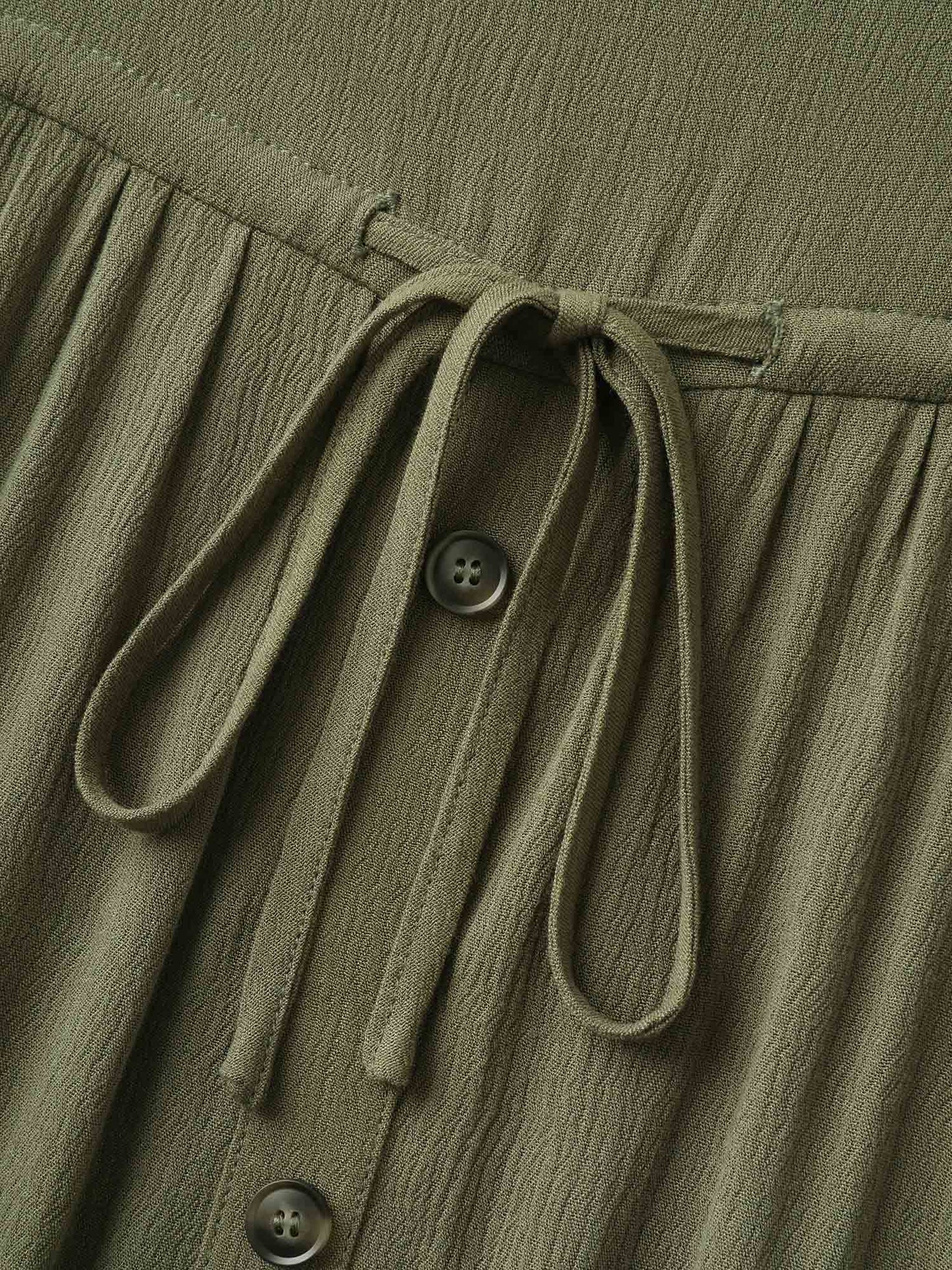 Waist-Defining Tie Ruffled Sleeve Midi Dress