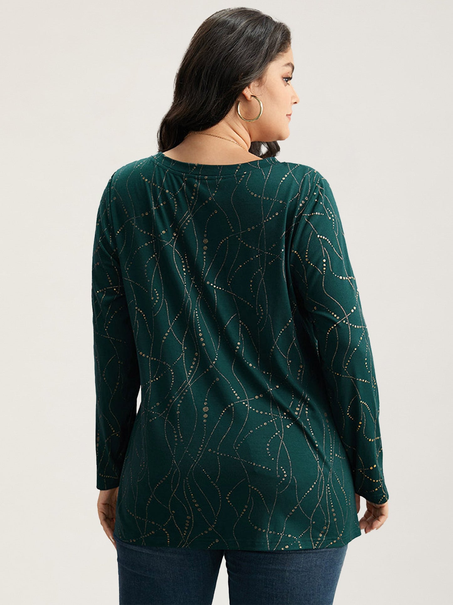 Polka Dot Contrast Round Neck T-shirt