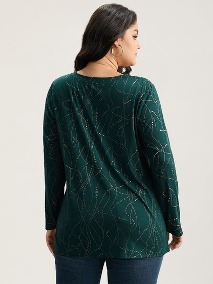 Polka Dot Contrast Round Neck T-shirt