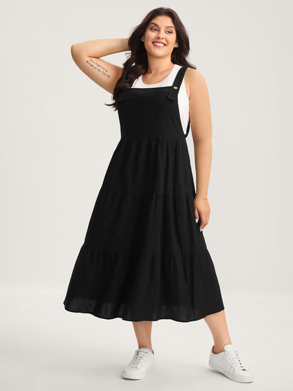 Pure Cotton Diagonal Pockets Midi Dress