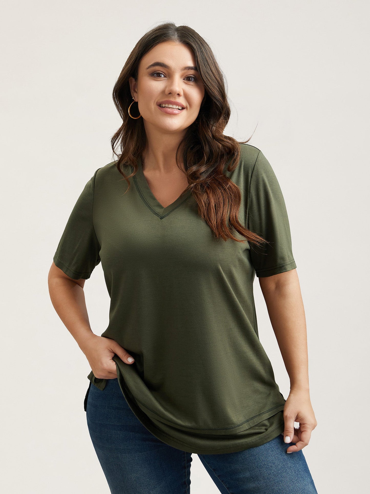 V-Neck Half-Sleeve T-Shirt