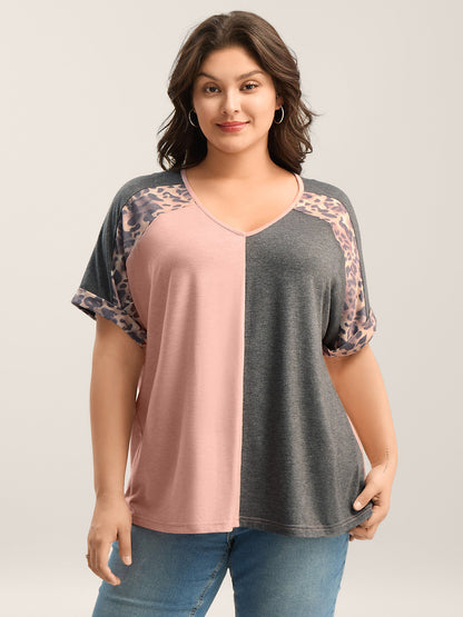 Leopard Print Color Contrast T-Shirt