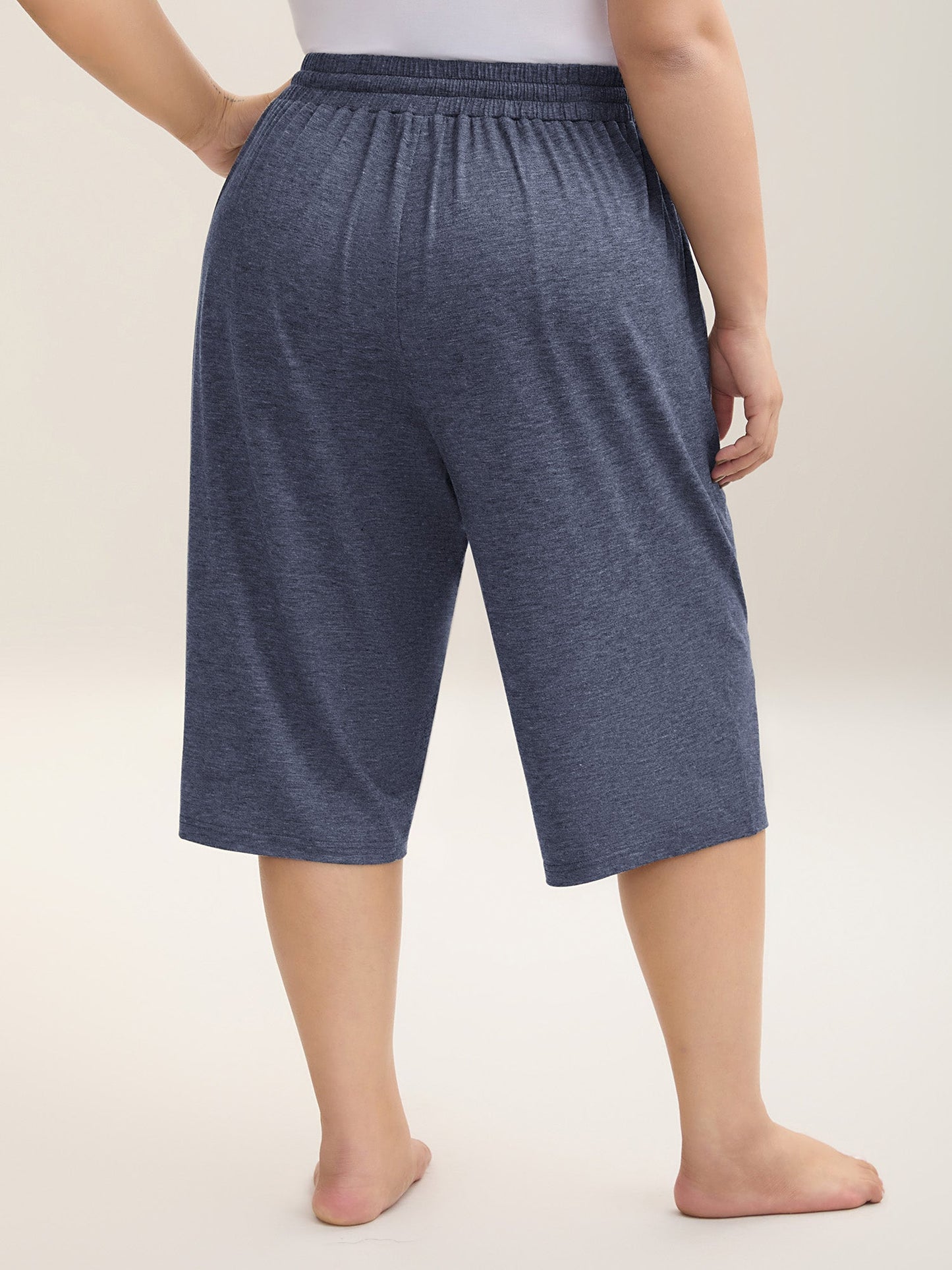 Mixed Color Knit Drawstring Loungewear Bottoms