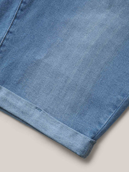 Pull-On Stretchy Waist Denim Shorts