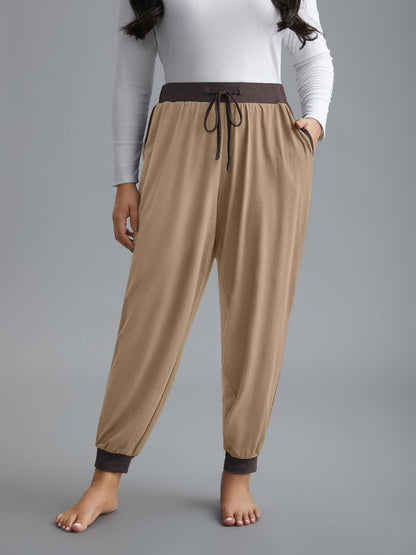 Contrast Drawstring Loungewear Bottoms