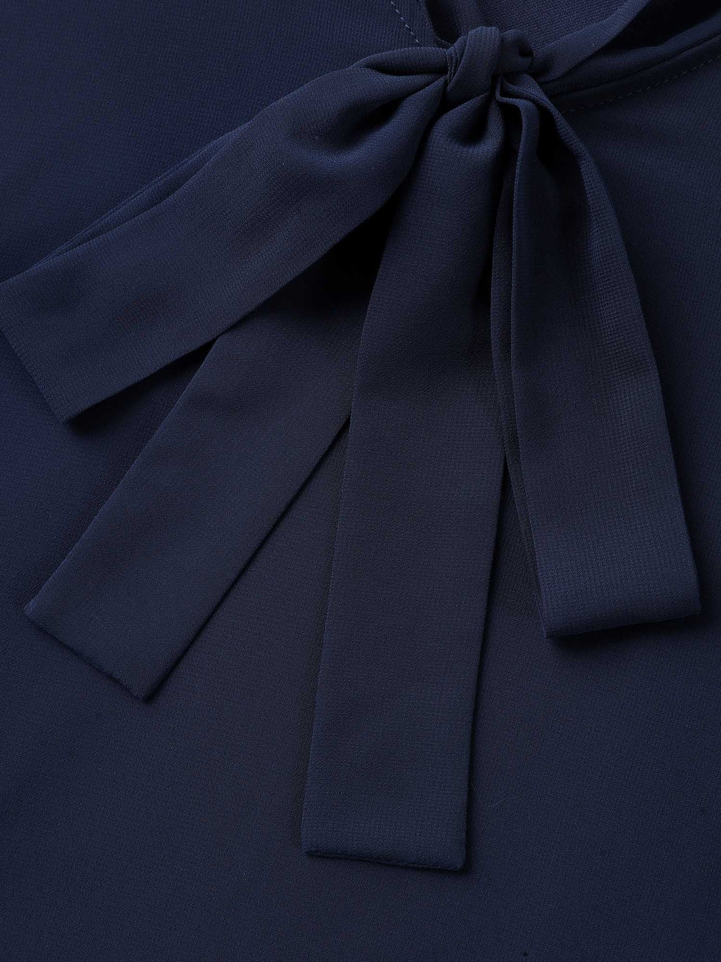 Ribbon Collar Placket Lined Blouse