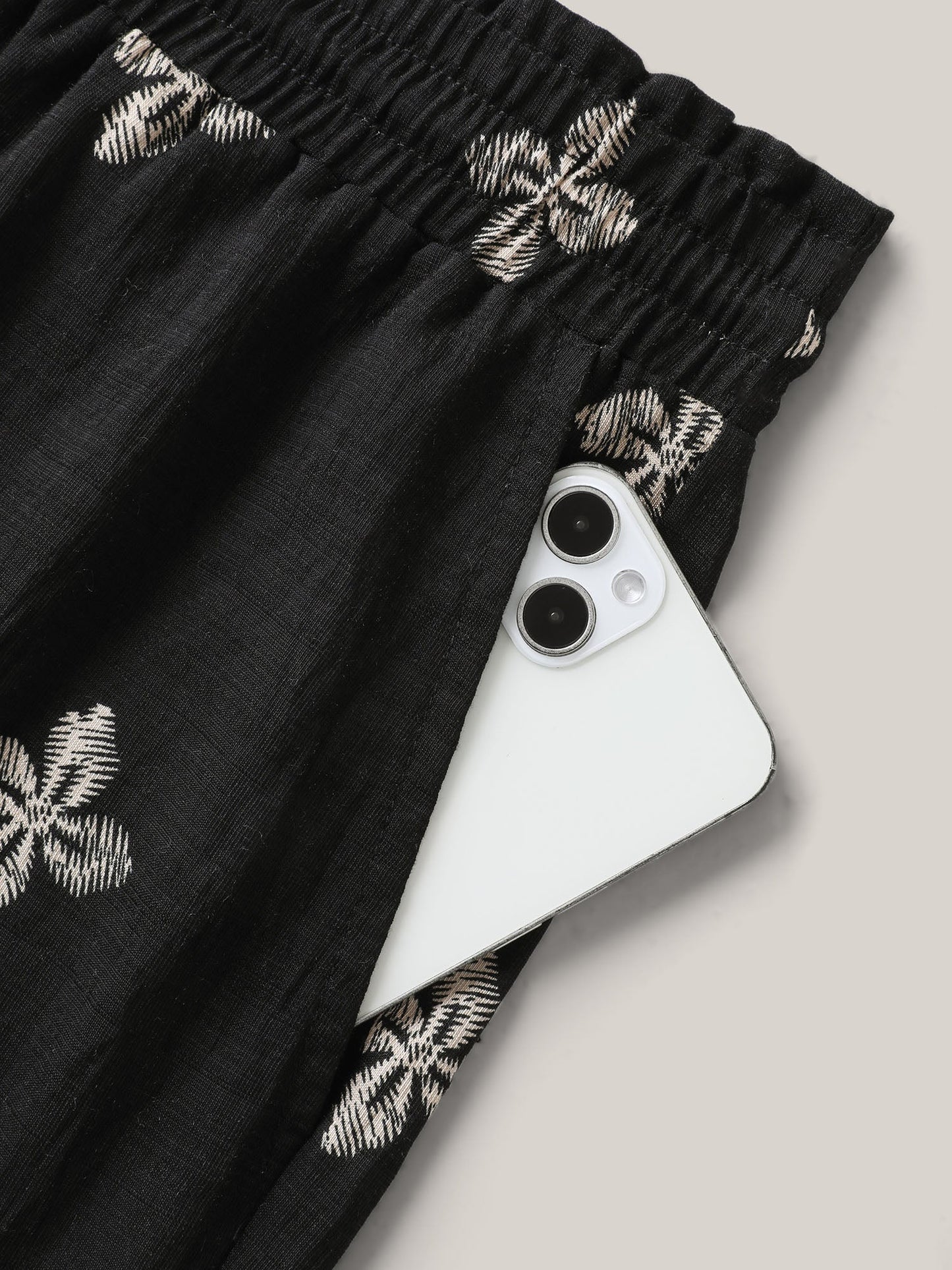 Boho Print Color Contrast Wide-Leg Pants