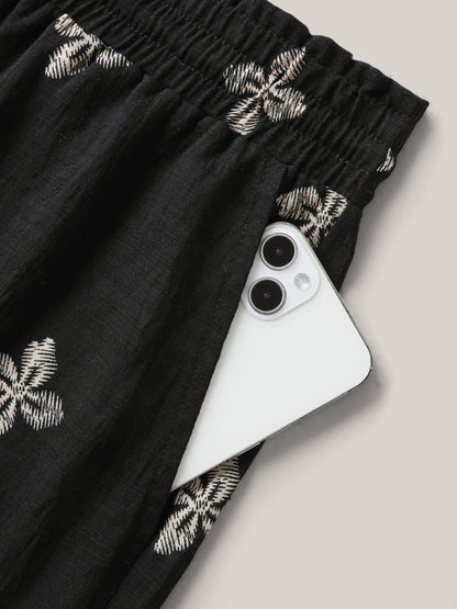 Boho Print Color Contrast Wide-Leg Pants