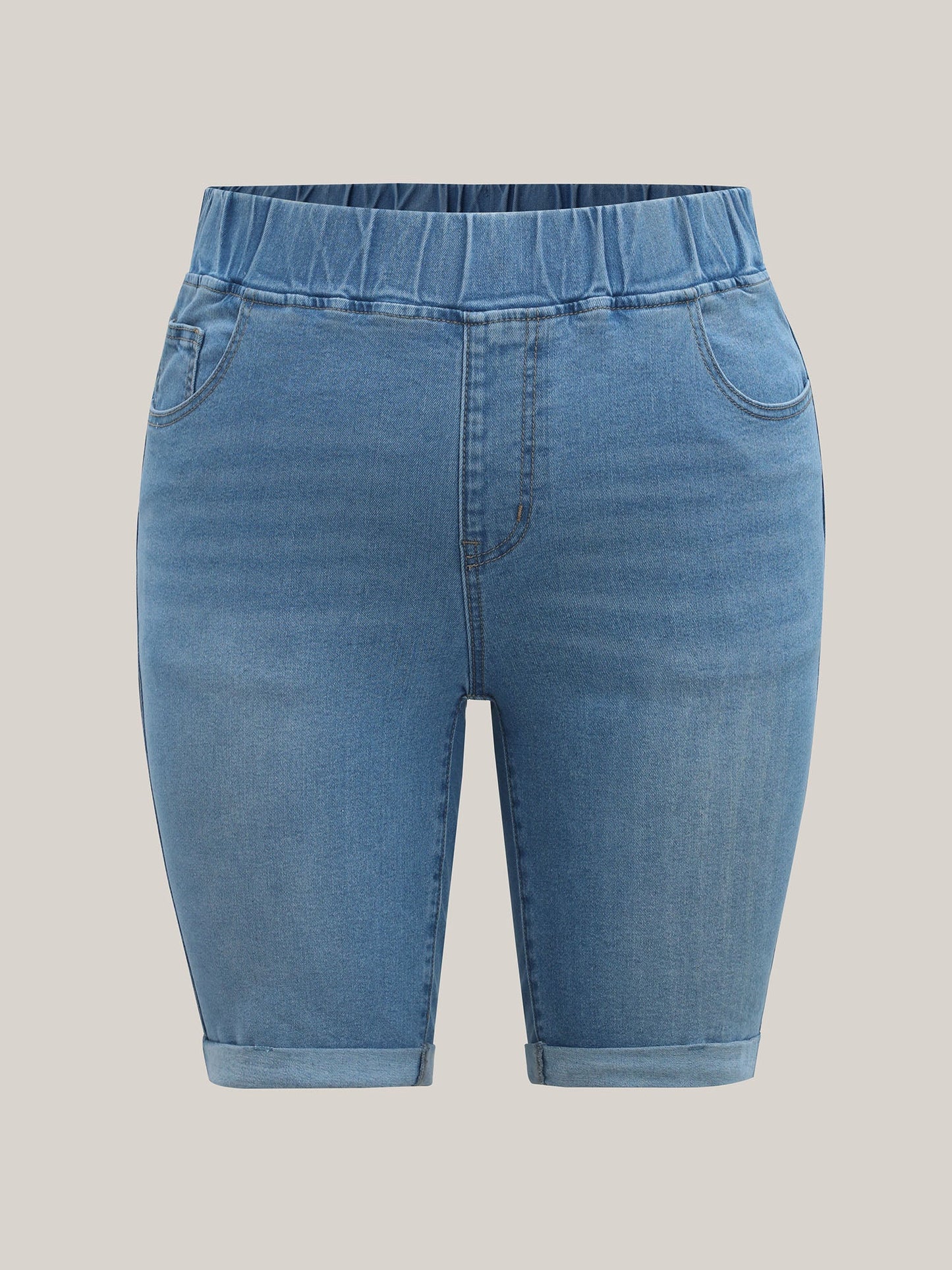 Pull-On Stretchy Waist Denim Shorts