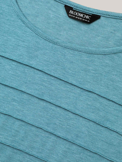 Seamed Round Neck Fitted T-Shirt