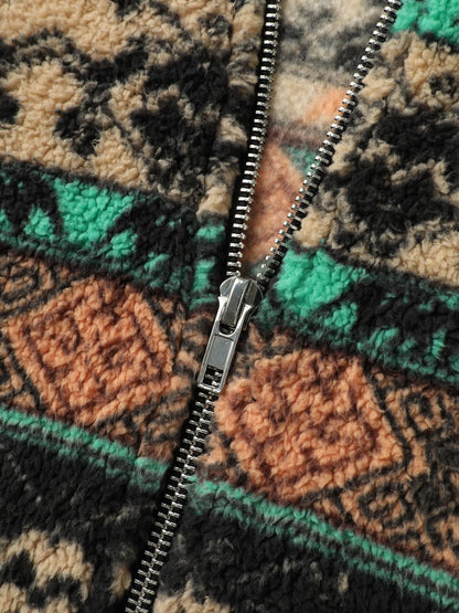 Colorful Geometric Stripes Zipper Vest