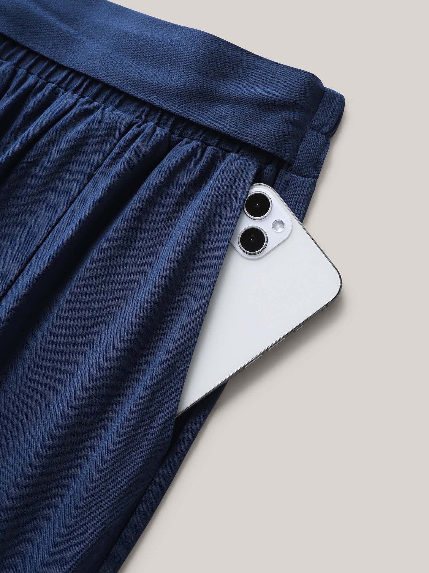 Rayon Belted Solid Wide-Leg Pants