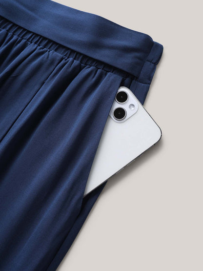 Rayon Belted Solid Wide-Leg Pants