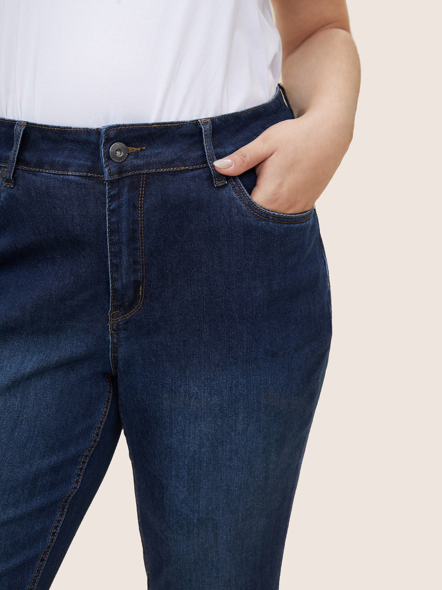 Very Stretchy High Rise Dark Wash Cropped Jeans