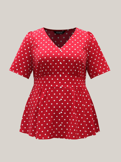 Polka Dots Shirred Waist Blouse