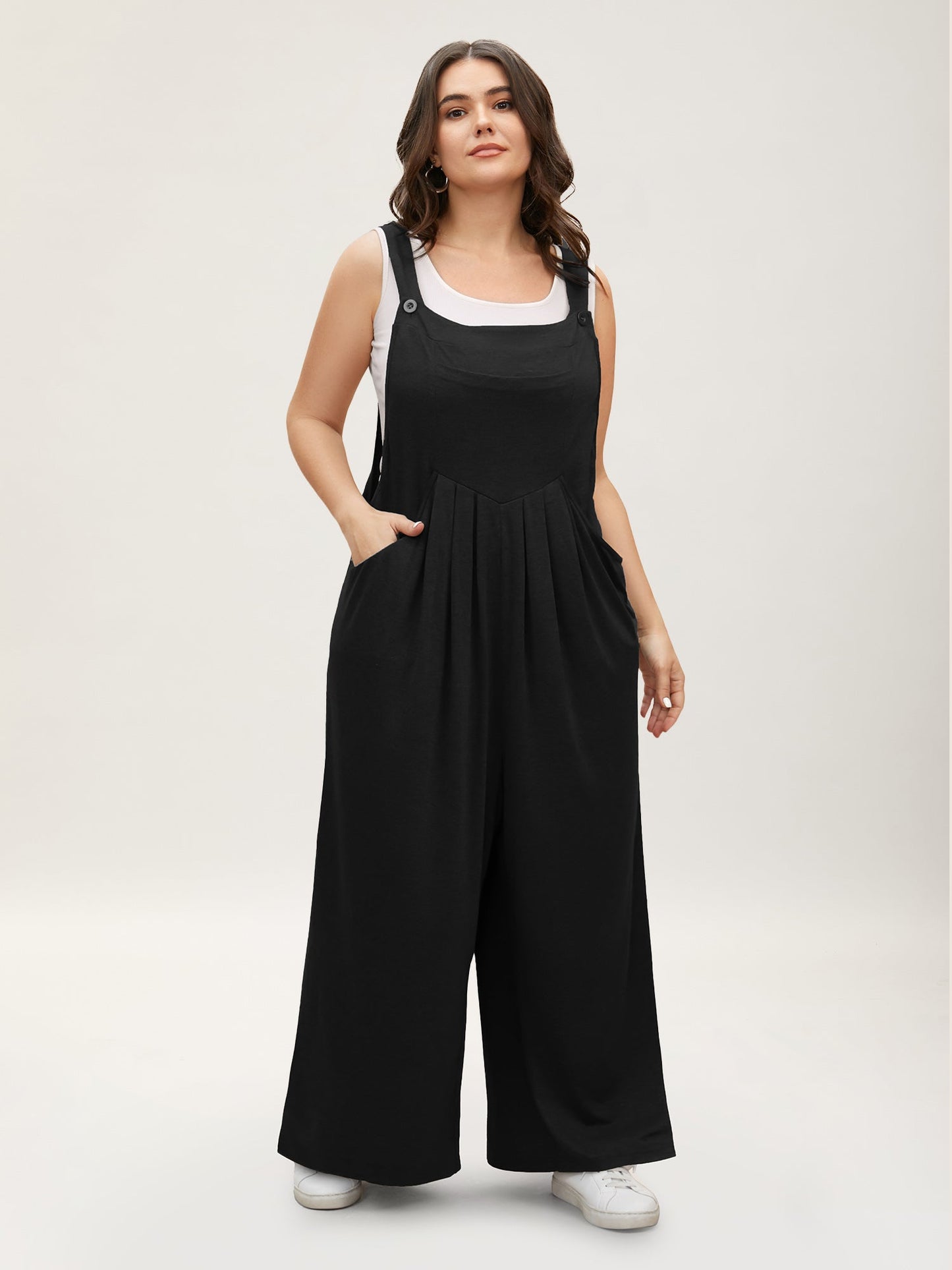 Supersoft Essentials Solid Pleated Pocket Jumpsuit