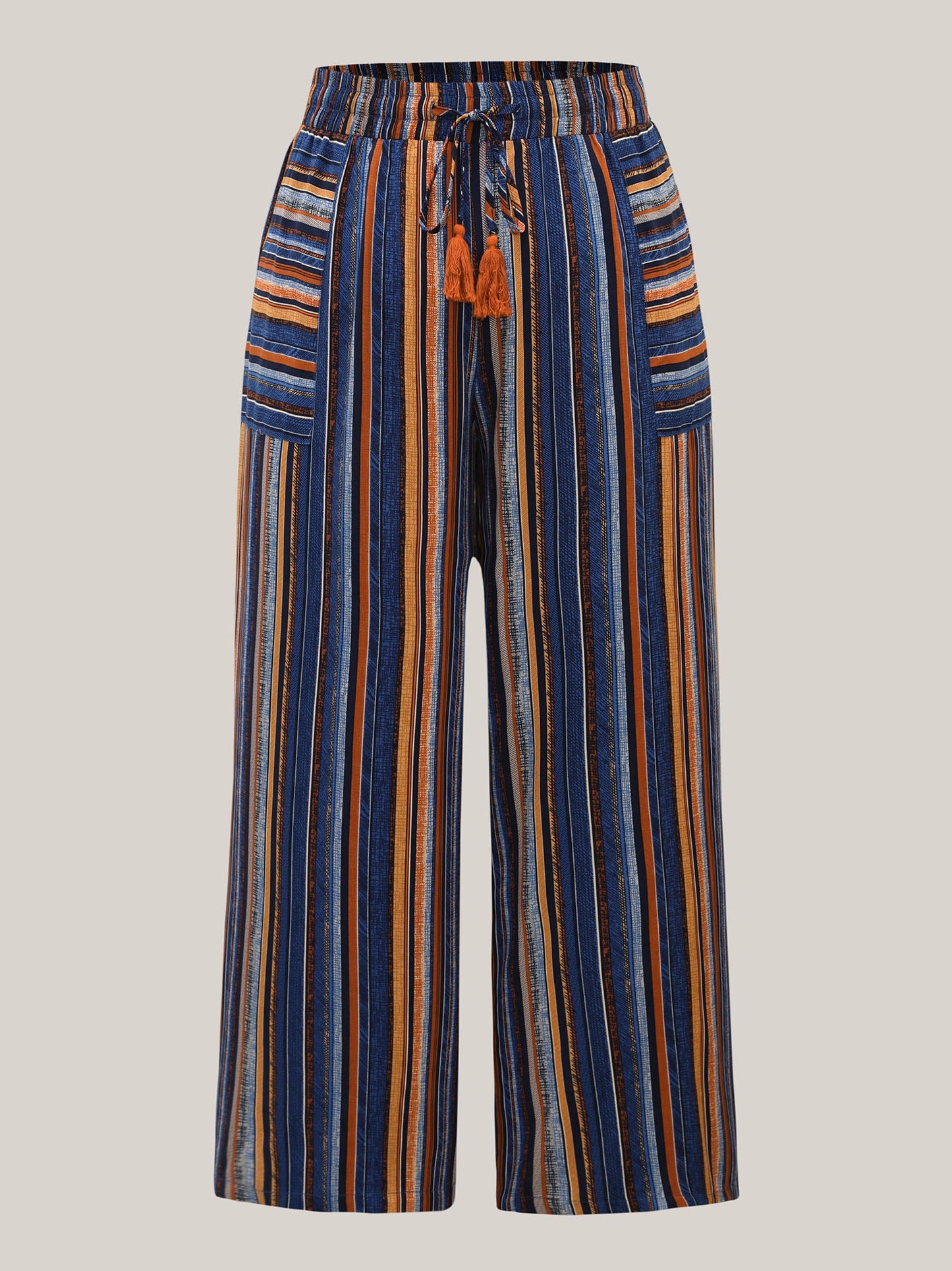 Boho Stripes Drawstring Wide-Leg Pants