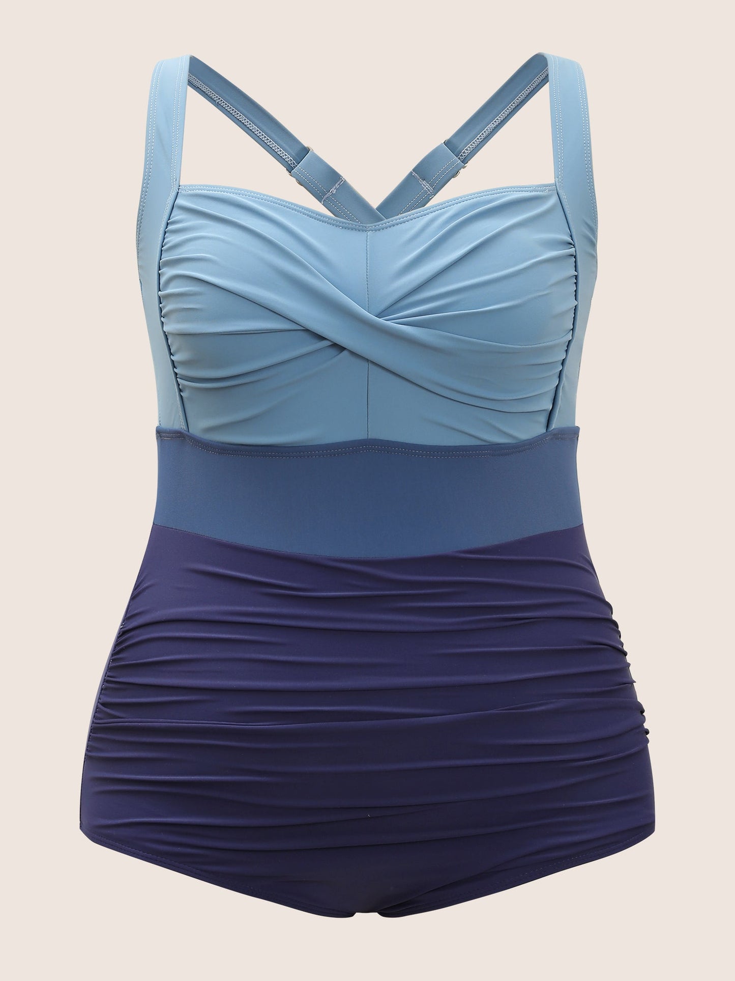 Contrast Twist Front Tummy-Control One Piece Swimsuit