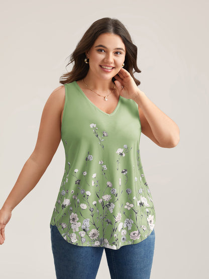 Blooming Flowers Print Stretchy Vest