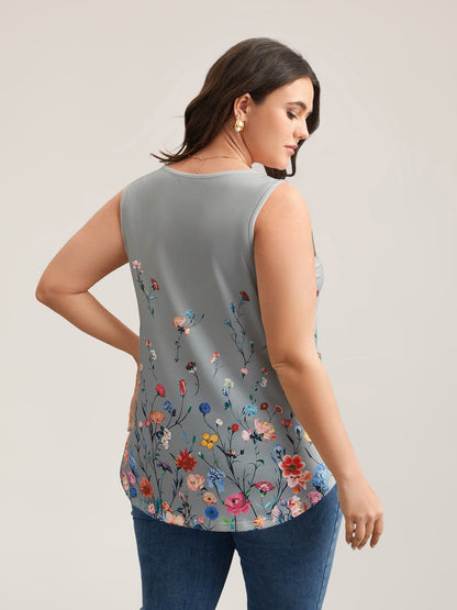Blooming Flowers Print Stretchy Vest