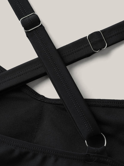 Twist Front Ruched Ruffled Swim Dress