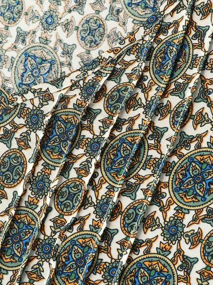 Pin-Tuck Pleat Ornate Print Relaxed Fit Shirt