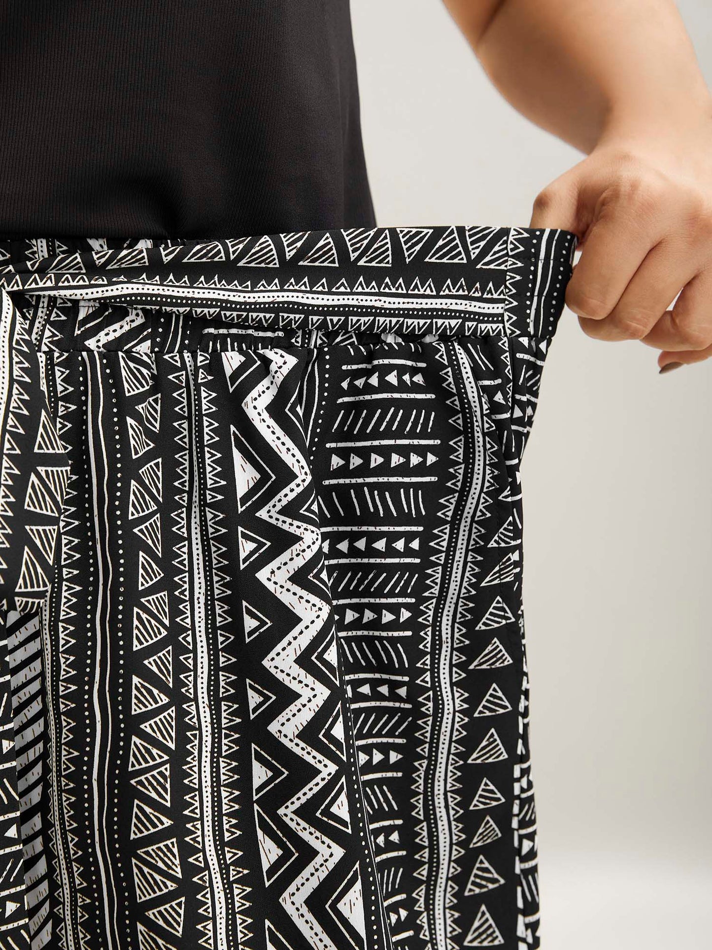 Waist-Tie Wide-Leg Boho Print Pants