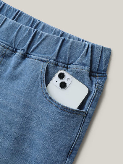 Pull-On Stretchy Waist Denim Shorts