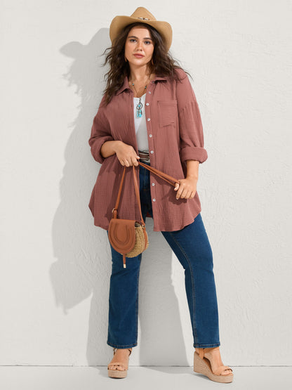 Pure Cotton Long Button Down Jacket