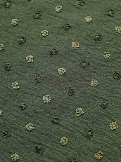 Textured Color Contrast Petal Sleeve Blouse