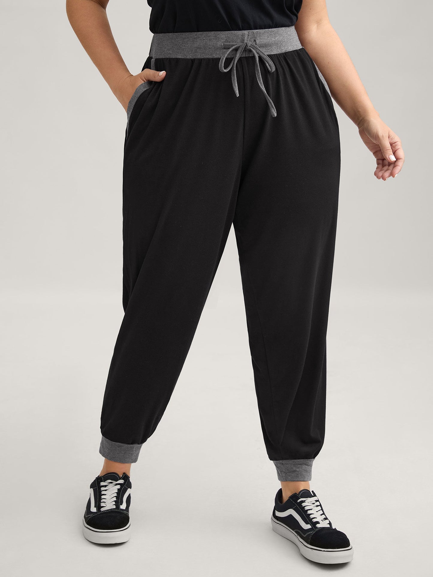 Contrast Drawstring Loungewear Bottoms
