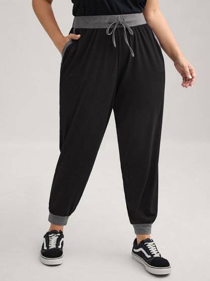 Contrast Drawstring Loungewear Bottoms