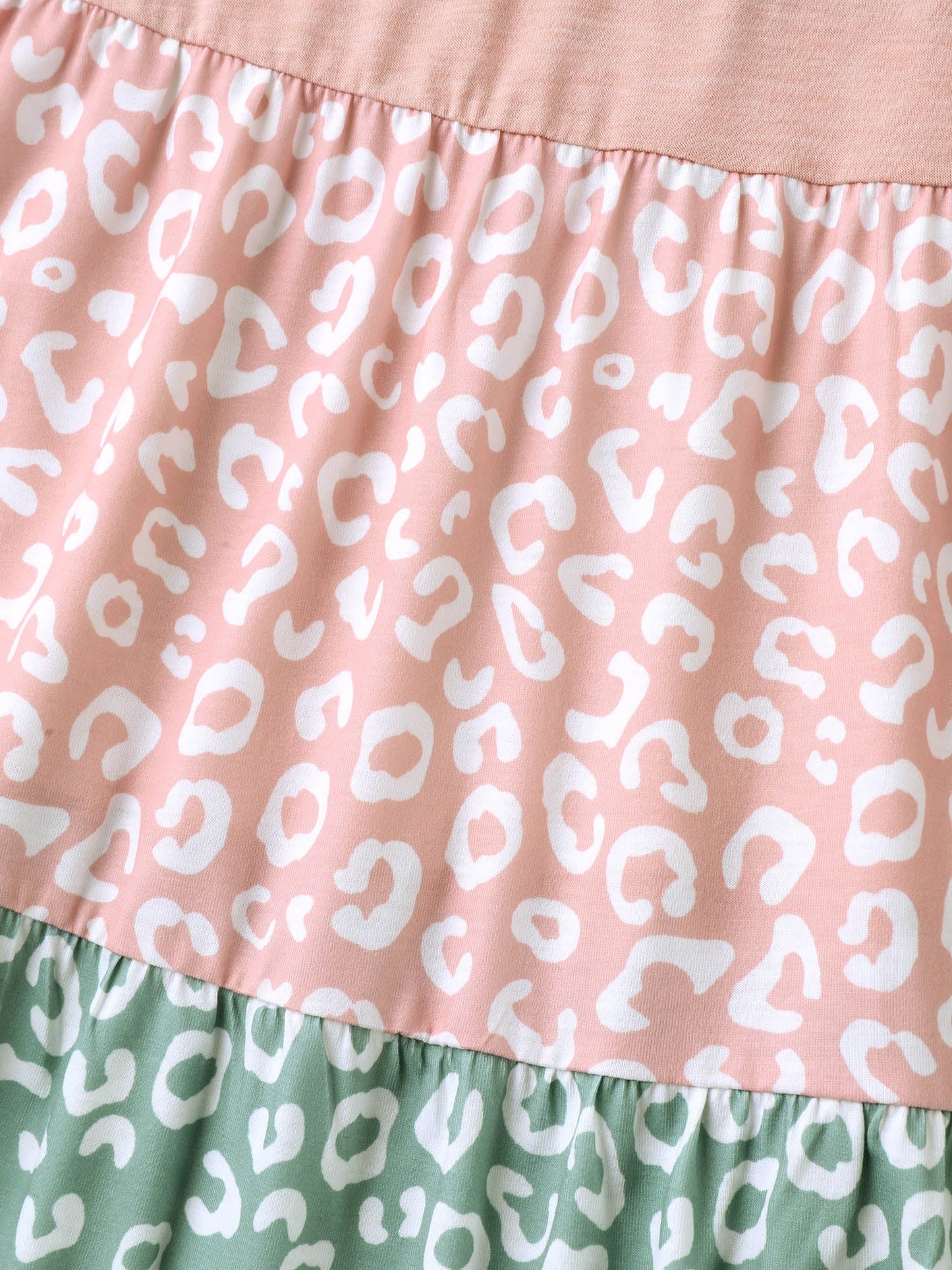 Spliced Printed Tiered Ruffled Sleeve T-Shirt