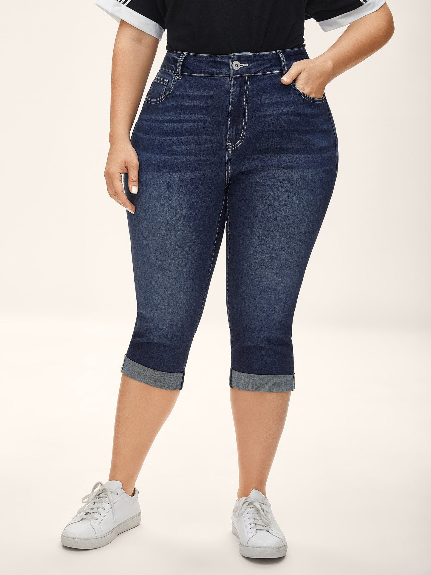 Whiskered Wash Crop Skinny-Fit Jeans