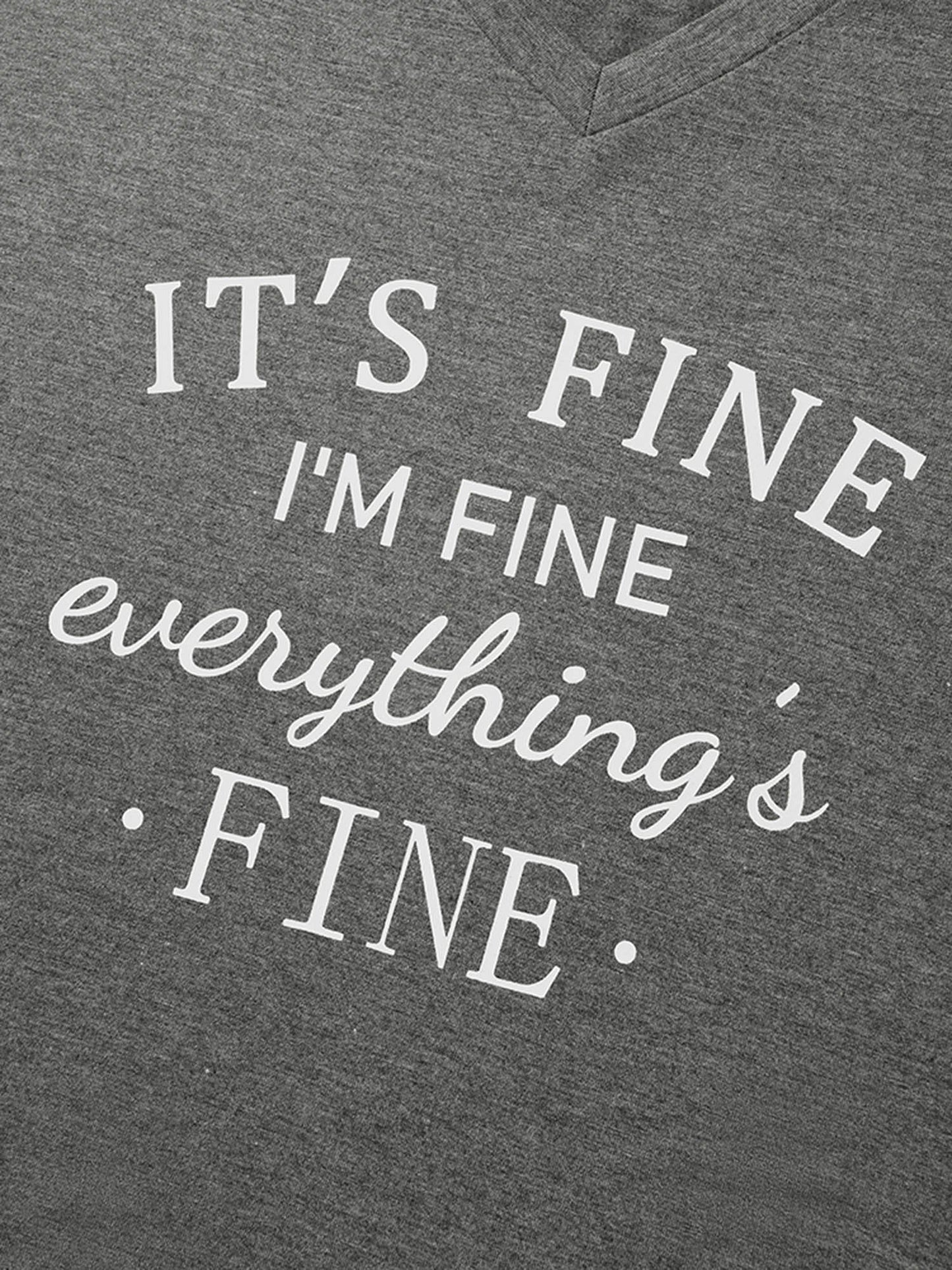 Letter Print V Neck T-shirt