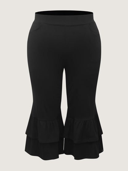 Layered Ruffled Flare Hem Pants