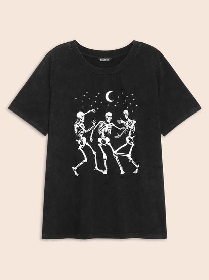 Dancing Skeletons Printed Crew Neck T-shirt