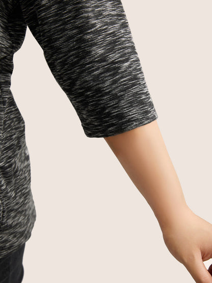 Heather Pleated Button Detail T-shirt