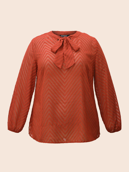 Wicked Neck Ribbon Lantern Sleeve Blouse