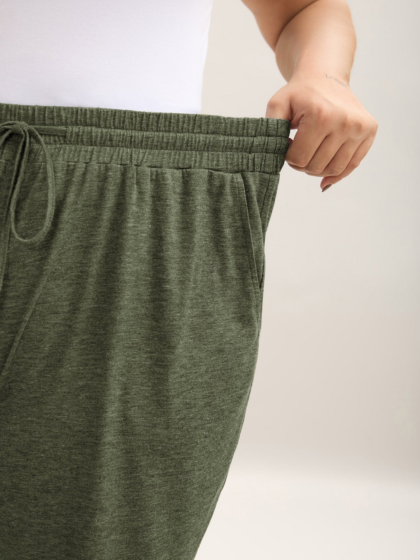 Mixed Color Knit Drawstring Loungewear Bottoms