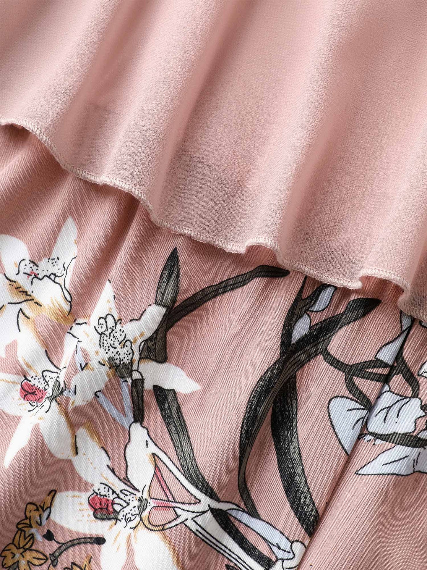 Large Flower Print Spliced Wide-Leg Jumpsuit