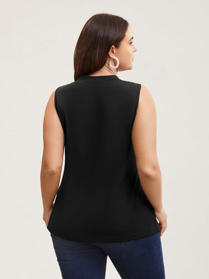 Solid Asymmetrical Neck Twist Front Tank Top